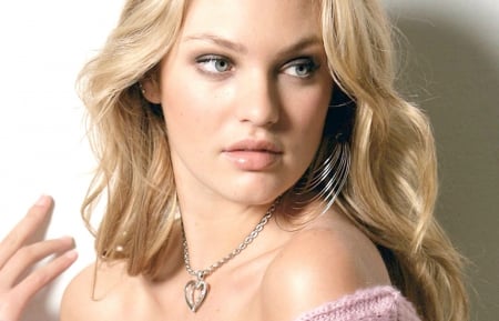 Candice Swanepoel - heart, girl, blonde, beauty, candice swanepoel, pink, necklace, woman, model, blue eyes