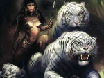 fantasy girl and tigers