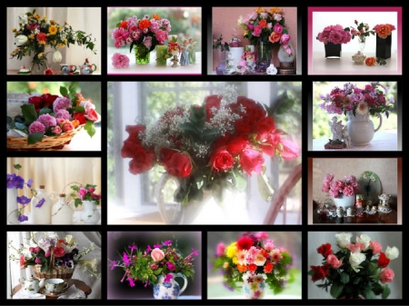 beautiful still life with flowers - flowers, beautiful, collage, still life