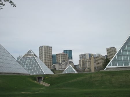 A day at the pyramids - glass, photography, pyramids, green, grass