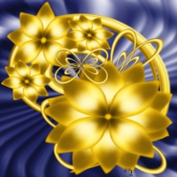 âœ¼Gold Petals on Blueâœ¼