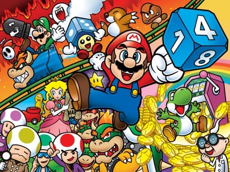 It's a Mario Party Time! - Mario, Toad, Peach, Luigi, Yoshi, Goomba, Mario Party Advance, Bowser