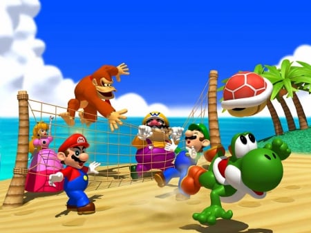 Paratroopa Shell Beach Ball! - Mario, Wario, Peach, Donkey Kong, Beach Ball, Luigi, Yoshi, Paratroopa Shell