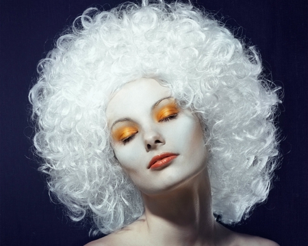 White hair - woman, face, model, makeup