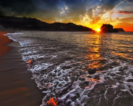 beautiful sunset at the beach - beautiful, beach, nature, sunset