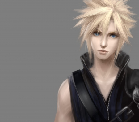 Cloud Strife - anime, blonde, guy, blond hair, final fantasy, boy, male, short hair, cloud strife, blond, plain, hd, spiky hair, blue eyes, realistic, hot, simple, blonde hair, cool, cg, final fantasy vii, handsome, strife, cloud, 3d, sexy