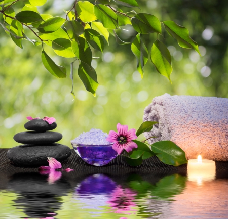 Spa - stone, nature, candle, special days, flowers