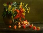 Tiger Lily and Cherries Still Life