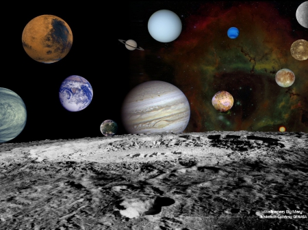 Voyagers Solar System Montage 1600x1200 - Planets, Voyager, Space, Orbit, Space Travel