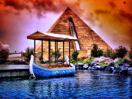 Pyramid & The Boat - pyramid, nice, photo, boat