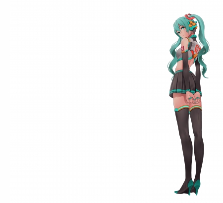 Hatsune Miku - anime, vocaloid, female, hatsune miku, green hair, long hair, plain, hd, anime girl, twintails, hot, girl, simple, white, miku, cute, hatsune, sexy, vocaloids