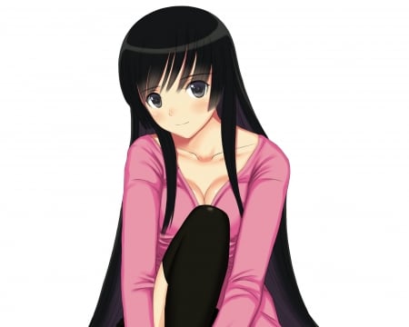 Maiden - anime, elegant, female, maiden, long hair, gorgeous, plain, hd, anime girl, beautiful, hot, girl, simple, beauty, brown hair, white, lady, black hair, cute, sexy