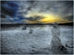 	snowman at the beach