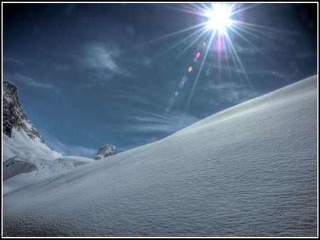 Sun Snow and Sky - sky, snow, sun