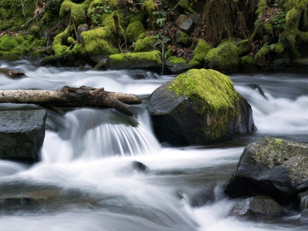 Waterfall in A River - nature, waterfall, rocks, river