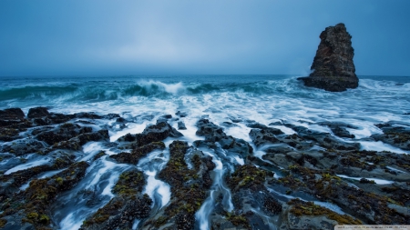 marvelous davenport beach california - beach, sea, waves, rocks, channels