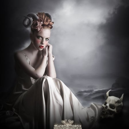 Empty Temptation - fantasy, tempation, lady, skull