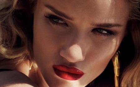 rosie huntington-whiteley - pretty, gorgeous, beauty, model, red lips, stunning, earing