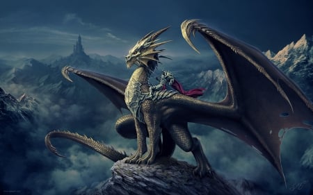 Dragon - dragon, fantasy, fire, cg