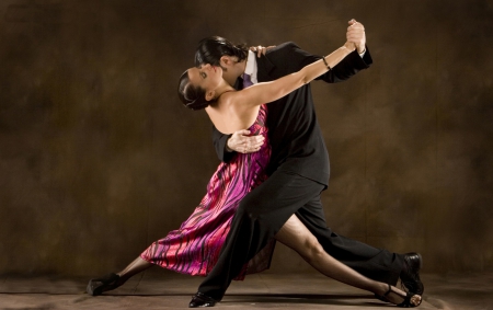 Tango - woman, love, costume, passion, couple, tango, dance, black, pink, man, dress