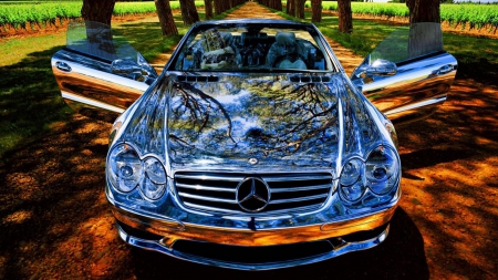 Chrome Mercedes Benz - cars, mercedes, entertainment, other