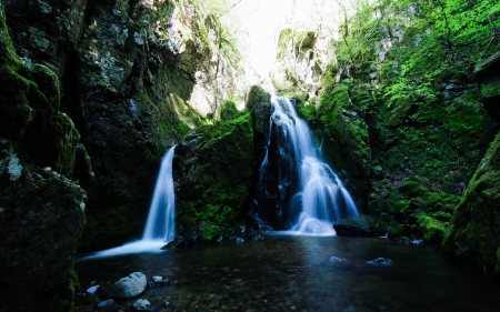 wonderful waterfalls - waterfalls, forest, pool, rocks