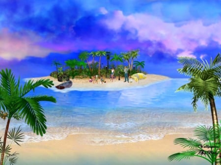 Seclusion 1600x1200 - beaches, palm trees, tropics, water, tropical