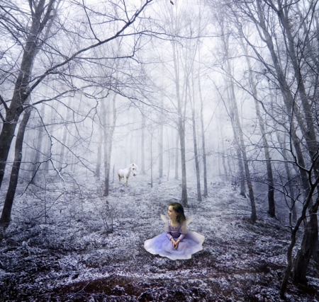 Alone in Forest - fantasy, girl, enchantment, forest, child