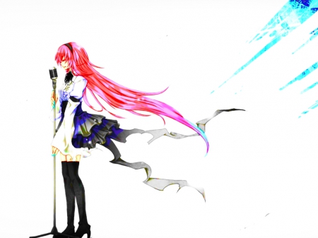 ~Megurine's Song~ - vocaloid, anime, megurine luka, long hair, pink hair, microphone