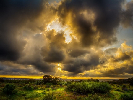 After the storm - clouds, storm, country, sun