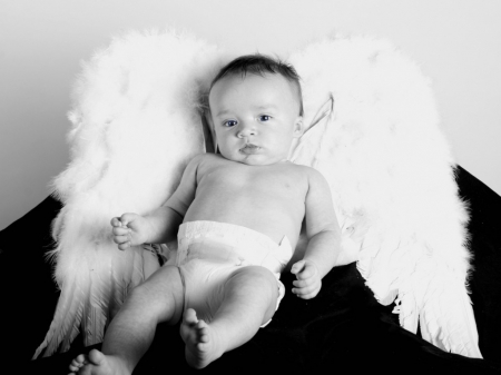 Sending an angel to... you know who! - angel, day, wings, valentine, child, cupidon, black, white, baby, sweet, cute