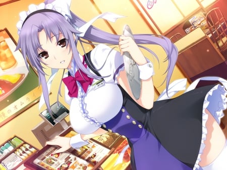 Narukawa Hime - cg, game, dress, girl, cute, cafe, long hair, maid