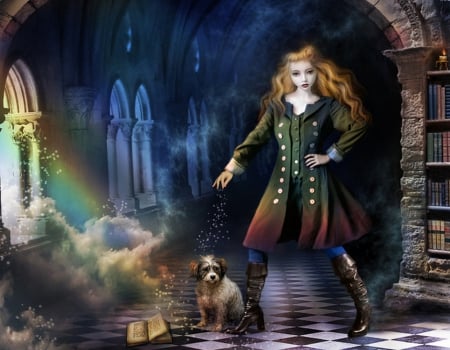 Hex - girl, magic, dog, books, fantasy