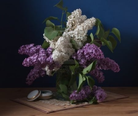 still life with lilacs - lilacs, floers, bodegon, still life