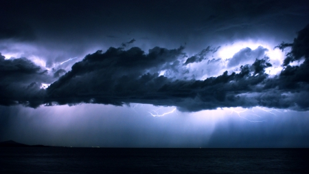 Blue Lighting Storm - lighting, night, cool, blue