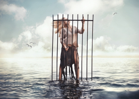 Captive - pain, sorrow, captive, sea, woman