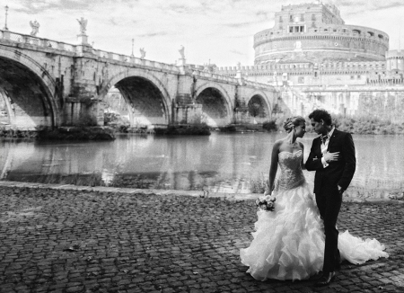 * - bride, woman, dress, man, rome