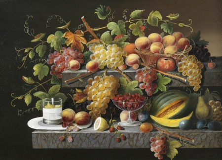 Still Life Fruits and Leaves