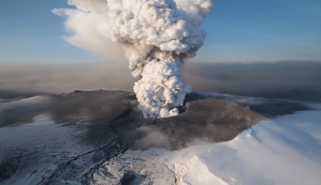 Volcano in Alaska - volcano, nature, sky, blue, alaska, smoke, gray, forceofnature