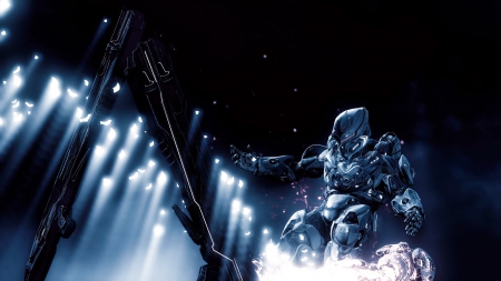 Recreation - blue, beautiful, stars, shining, epic, spartan, halo, dead, shotguns