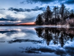 beautiful lake reflections hdr