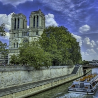 cathedral along a paris river hdr