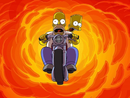 HOMER AND BART - BART, HOMER, MOVIE, FIRE