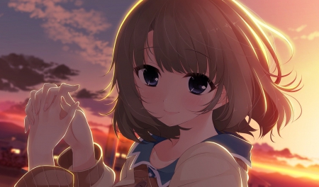 Hayakawa Haru - cg, game, sunset, girl, cute