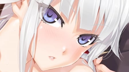 Kagamino Kirie - tears, game, girl, pretty, white hair, cg