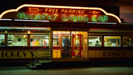 wonderful diner in minnesota - vintage, lights, neon, diner