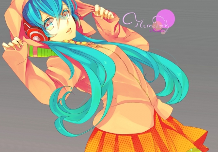 ~Hatsune Miku~ - hoodie, long hair, headphones, vocaloid, anime, hatsune miku, colorful