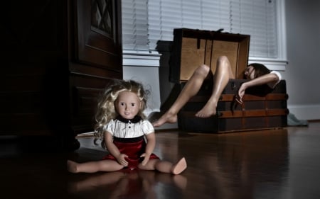 No One Put Baby In A Box - woman, doll, fantasy, chest