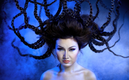 Creative hairstyle - face, hairstyle, artistic, model, woman