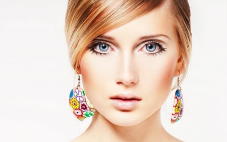 Pretty face - earrings, face, model, makeup